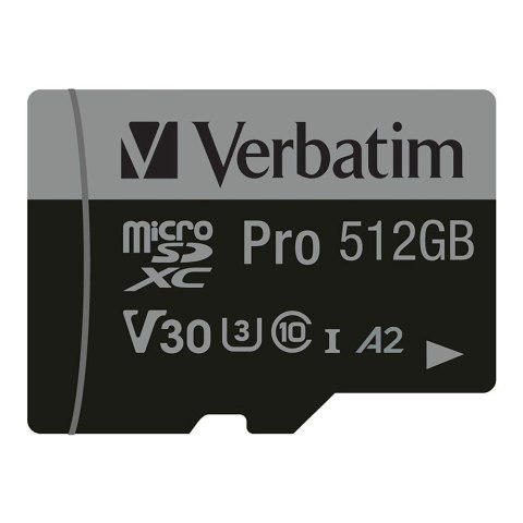Karta pamięci Micro SDXC Verbatim Pro U3 512GB (100/90 MB/s) Class 10 U3 V30 + adapter Karta pamięci Micro SDXC Verbatim Pro U3 512GB (100/90 MB/s) Class 10 U3 V30 + adapter