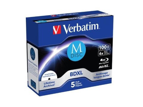 M-DISC BD-R Verbatim 100GB X4 Printable (5 Jewel Case) M-DISC BD-R Verbatim 100GB X4 Printable (5 Jewel Case)