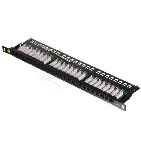Patch panel 19'' Netrack 24-porty kat. 5e UTP, 0,5U/1U z półką Patch panel 19'' Netrack 24-porty kat. 5e UTP, 0,5U/1U z półką