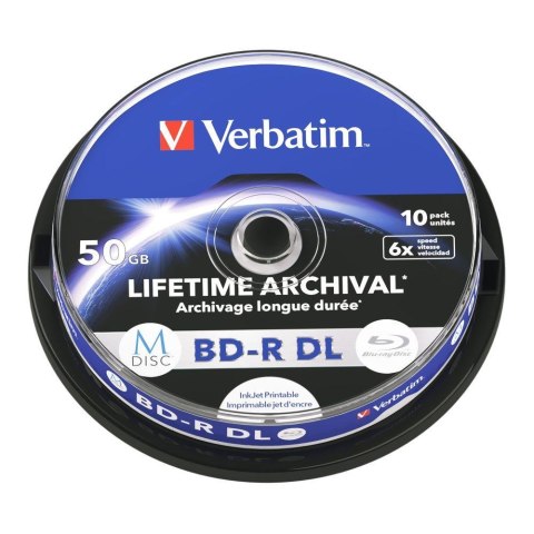 Płyty BD-R DL Verbatim M-Disc 50GB 6x Inkjet Printable (Spindle 10) Płyty BD-R DL Verbatim M-Disc 50GB 6x Inkjet Printable (Spindle 10)