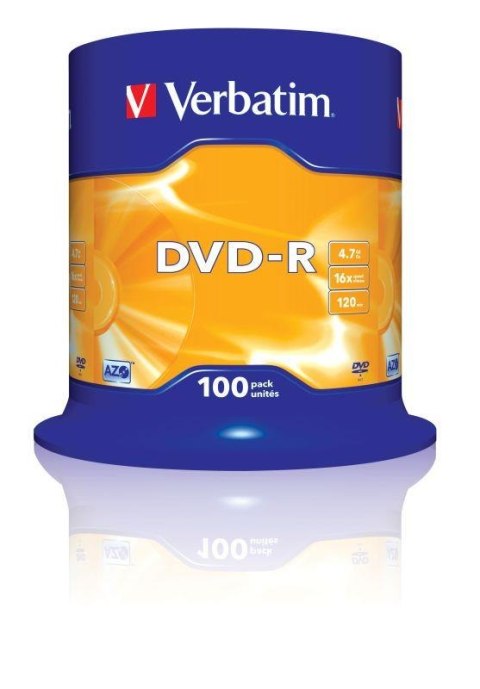 Płyty DVD-R Verbatim 16x 4.7GB (Cake 100) MATT SILVER Płyty DVD-R Verbatim 16x 4.7GB (Cake 100) MATT SILVER