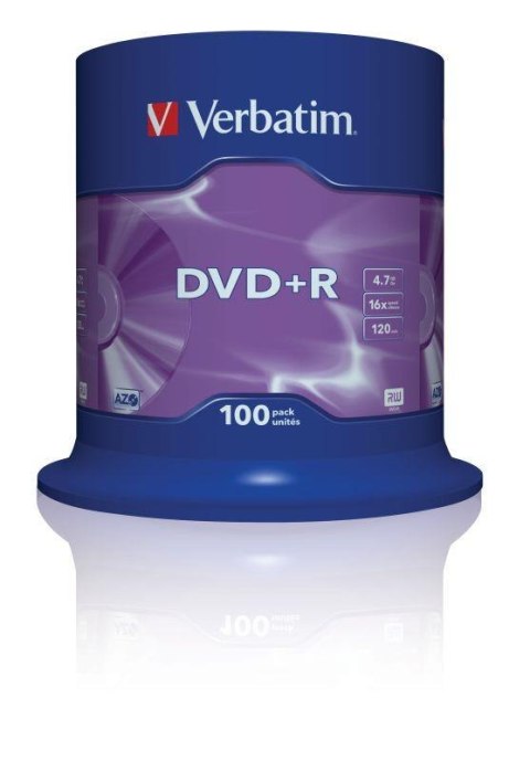 Płyty DVD+R Verbatim 16x 4.7GB Matt Silver (Cake 100) Płyty DVD+R Verbatim 16x 4.7GB Matt Silver (Cake 100)