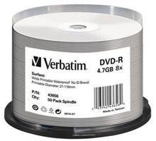Płyty DVD-R Verbatim 4,7GB 16x Cake 50 szt Nadruk Waterproof Płyty DVD-R Verbatim 4,7GB 16x Cake 50 szt Nadruk Waterproof