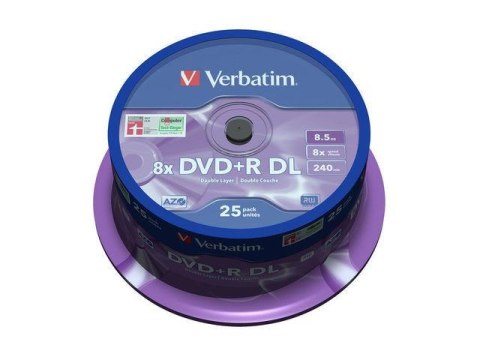 Płyty DVD+R Verbatim 8.5GB X8 Double Layer (25 Cake) Płyty DVD+R Verbatim 8.5GB X8 Double Layer (25 Cake)