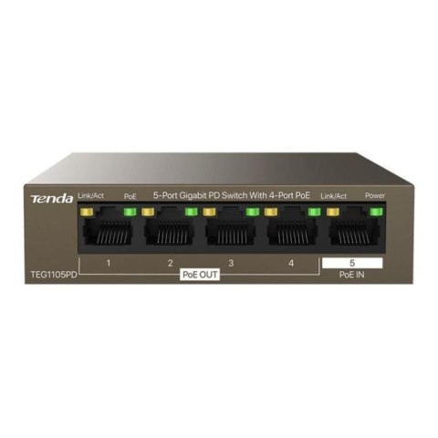 Switch niezarządzalny Tenda TEG1105PD 5-port 1GbE PoE Switch niezarządzalny Tenda TEG1105PD 5-port 1GbE PoE