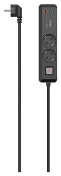 Listwa antyprzepięciowa - Hama Listwa Zasilająca 2 gniazda SCHUKO, 1,4M, 1 USB-C, 1 USB-A, Power Delivery, 65W Listwa antyprzepięciowa - Hama Listwa Zasilająca 2 gniazda SCHUKO, 1,4M, 1 USB-C, 1 USB-A, Power Delivery, 65W