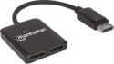 Manhattan 207768 Rozdzielacz Splitter Display Port 1x2, 4K 30Hz, UHD, Hub MST_