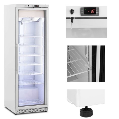 Szafa mroźnicza zamrażarka przeszklona 7 półek 380 l 425 W - biała Szafa mroźnicza zamrażarka przeszklona 7 półek 380 l 425 W - biała