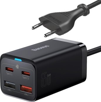 Baseus GaN3 Pro, 2x USB-C, 2x USB, 65W (czarna) Baseus GaN3 Pro, 2x USB-C, 2x USB, 65W (czarna)
