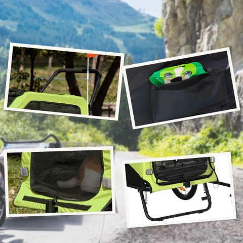 Przyczepka Rowerowa Dla Zwierząt Zielona 170x77x90cm PAKO D00-168V00GN Przyczepka Rowerowa Dla Zwierząt Zielona 170x77x90cm PAKO D00-168V00GN