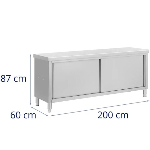 Stół blat roboczy centralny z szafką przelotową STAL 200 x 60 cm Stół blat roboczy centralny z szafką przelotową STAL 200 x 60 cm
