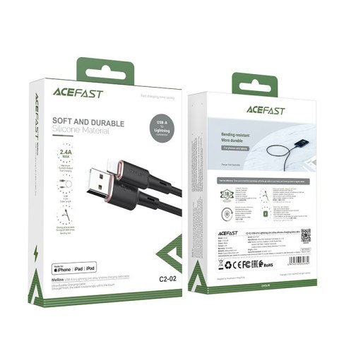 Kabel przewód do iPhone MFI USB - Lightning 2.4A 1.2m czarny Kabel przewód do iPhone MFI USB - Lightning 2.4A 1.2m czarny