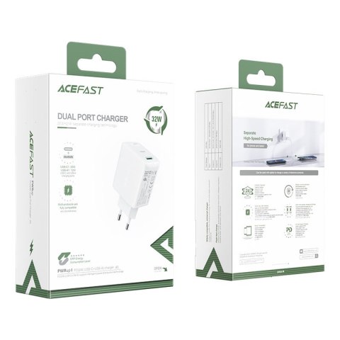 Ładowarka sieciowa USB-C USB 32W PPS PD QC 3.0 AFC FCP biały Ładowarka sieciowa USB-C USB 32W PPS PD QC 3.0 AFC FCP biały