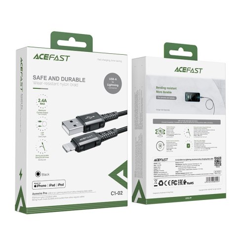 Kabel przewód MFI do iPhone USB - Lightning 2.4A 1.2m czarny Kabel przewód MFI do iPhone USB - Lightning 2.4A 1.2m czarny