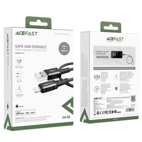 Kabel przewód MFI do iPhone USB - Lightning 2.4A 1.8m czarny Kabel przewód MFI do iPhone USB - Lightning 2.4A 1.8m czarny