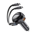 Ładowarka samochodowa B13 53W USB-A + 2 kable rozwijane USB-C - czarna