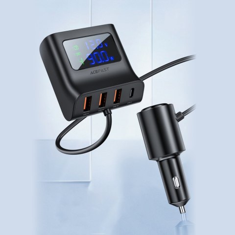 Ładowarka samochodowa stacja ładująca 90W USB-C 3x USB QC 3.0 czarny Ładowarka samochodowa stacja ładująca 90W USB-C 3x USB QC 3.0 czarny