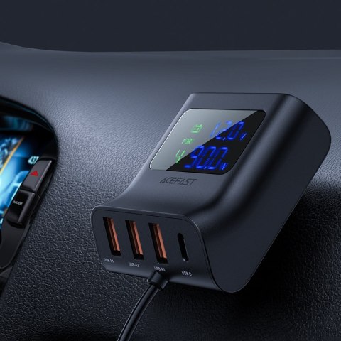 Ładowarka samochodowa stacja ładująca 90W USB-C 3x USB QC 3.0 czarny Ładowarka samochodowa stacja ładująca 90W USB-C 3x USB QC 3.0 czarny