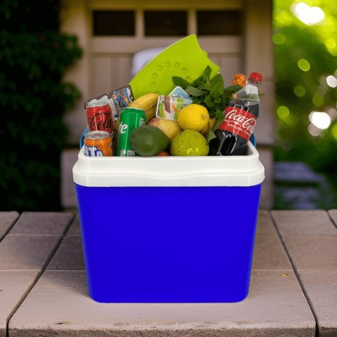 Lodówka turystyczna 29,5L KAMAI BRAVO na wkłady mrożące, niebieska z błękitną pokrywą i uchwytem Lodówka turystyczna 29,5L KAMAI BRAVO na wkłady mrożące, niebieska z błękitną pokrywą i uchwytem