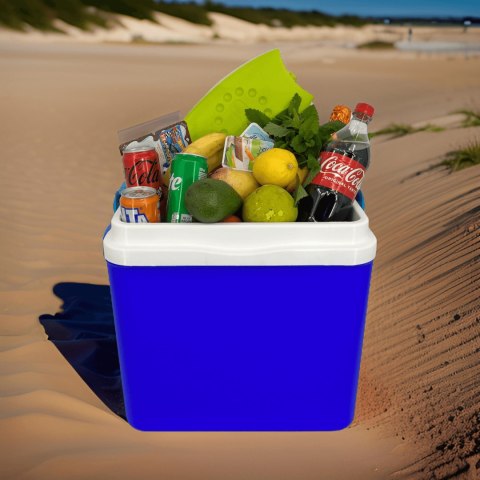 Lodówka turystyczna 29,5L KAMAI BRAVO na wkłady mrożące, niebieska z błękitną pokrywą i uchwytem Lodówka turystyczna 29,5L KAMAI BRAVO na wkłady mrożące, niebieska z błękitną pokrywą i uchwytem