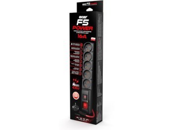 Listwa antyprzepięciowa - Acar F5 Power 5 gniazd 10.0m 16A Listwa antyprzepięciowa - Acar F5 Power 5 gniazd 10.0m 16A