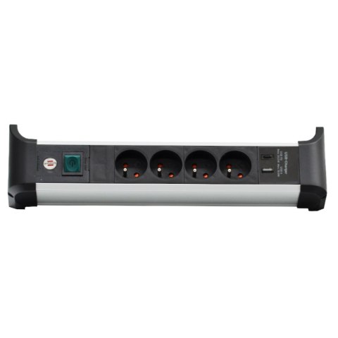 Listwa zasilająca Alu Office Line 4 gniazda 2 USB A I C 1,8m