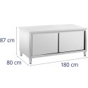 Stół gastronomiczny z szafką drzwi przesuwne 180 x 80 x 87 cm do 500 kg