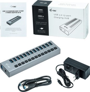 I-tec USB 3.0 Charging HUB 13 HUB Ładujący z zasilaczem 60W 13x USB 3.0 (max. 10W) z wyłącznikami 5 Gbps I-Tec I-tec USB 3.0 Charging HUB 13 HUB Ładujący z zasilaczem 60W 13x USB 3.0 (max. 10W) z wyłącznikami 5 Gbps I-Tec