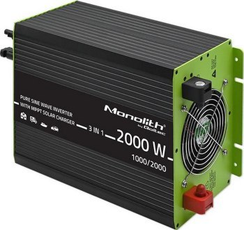 Qoltec Przetwornica solarna Monolith 3w1 z funkcją ładowania AC |MPPT | UPS | ATS | 1000W | 2000W | 12V na 230V | Czysty Sinus Qoltec Przetwornica solarna Monolith 3w1 z funkcją ładowania AC |MPPT | UPS | ATS | 1000W | 2000W | 12V na 230V | Czysty Sinus
