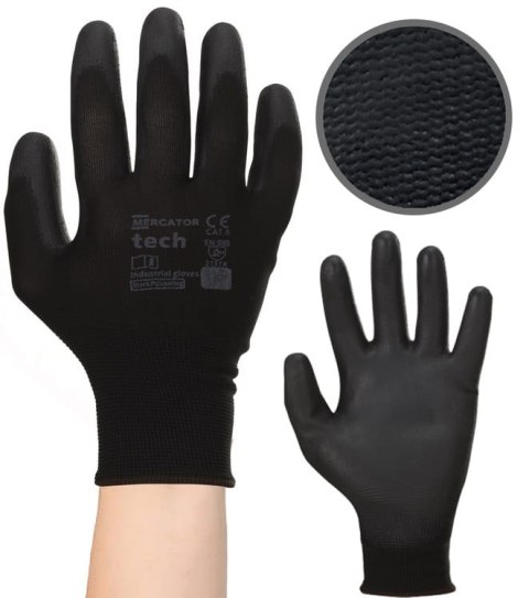 Rękawice Robocze MERCATOR Tech Black+Black PU - 240 Par (9 - L) Rękawice Robocze MERCATOR Tech Black+Black PU - 240 Par (9 - L)