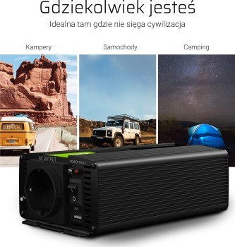 Green Cell 24V na 230V Modyfikowana sinusoida 1000W Green Cell 24V na 230V Modyfikowana sinusoida 1000W