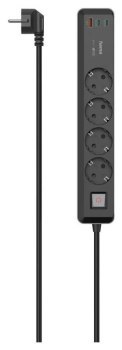 Listwa antyprzepięciowa - Hama Listwa Zasilająca 4 gniazda SCHUKO, 1,4M, 1 USB-C, 1 USB-A, Power Delivery, 65W