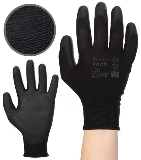 Rękawice Robocze MERCATOR Tech Black+Black PU - 240 Par (10 - XL) Rękawice Robocze MERCATOR Tech Black+Black PU - 240 Par (10 - XL)