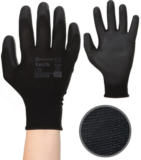 Rękawice Robocze MERCATOR Tech Black+Black PU - 240 Par (10 - XL) Rękawice Robocze MERCATOR Tech Black+Black PU - 240 Par (10 - XL)