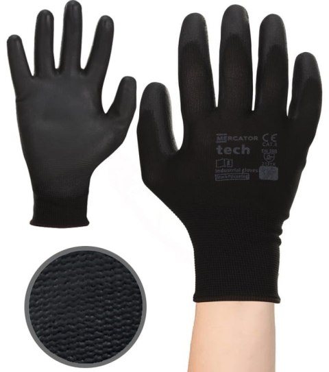 Rękawice Robocze MERCATOR Tech Black+Black PU - 240 Par (10 - XL) Rękawice Robocze MERCATOR Tech Black+Black PU - 240 Par (10 - XL)