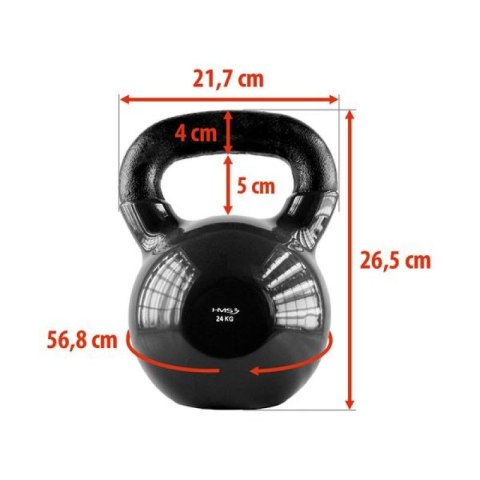 Kettelebell żeliwny pokryty winylem black HMS KNV24 Kettelebell żeliwny pokryty winylem black HMS KNV24