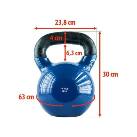 Kettlebell żeliwny pokryty winylem HMS KNV32 BLUE Kettlebell żeliwny pokryty winylem HMS KNV32 BLUE