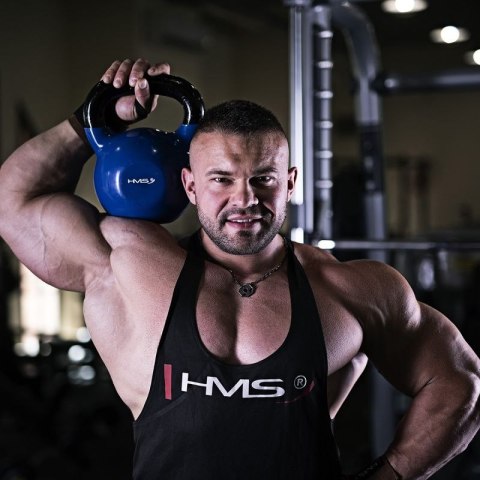 Kettlebell żeliwny pokryty winylem HMS KNV32 BLUE Kettlebell żeliwny pokryty winylem HMS KNV32 BLUE