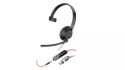 Słuchawki przewodowe HP Poly Blackwire 5210 Mono + Adapter USB-C/A - 8X230AA
