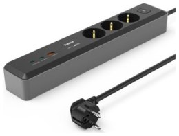 Listwa antyprzepięciowa - Hama 3 gniazda SCHUKO, 1,4M, 2 USB-C, 1 USB-A, Power Delivery, 100W