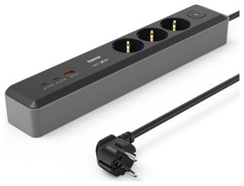 Listwa antyprzepięciowa - Hama 3 gniazda SCHUKO, 1,4M, 2 USB-C, 1 USB-A, Power Delivery, 100W