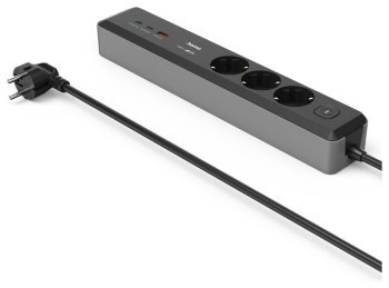 Listwa antyprzepięciowa - Hama 3 gniazda SCHUKO, 1,4M, 2 USB-C, 1 USB-A, Power Delivery, 100W Listwa antyprzepięciowa - Hama 3 gniazda SCHUKO, 1,4M, 2 USB-C, 1 USB-A, Power Delivery, 100W