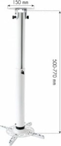 Uchwyt - Techly 022267 Sufitowy uchwyt do projektora, 50-77cm, 15kg, biały