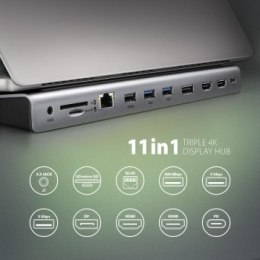 Wieloportowy HUB USB-C 3.2, DisplayPort, 2x HDMI Axagon HMC-4KX3 Axagon
