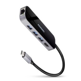 Wieloportowy HUB USB-C 3.2 Gen 1, HDMI + 3x USB-A + LAN(RJ45) + PD 100W Axagon HMC-6GL Axagon
