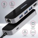 Wieloportowy HUB USB-C 3.2 Gen 1, HDMI + 3x USB-A + LAN(RJ45) + PD 100W Axagon HMC-6GL Axagon