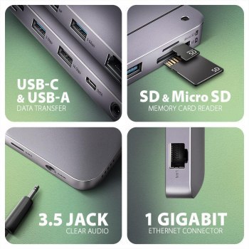 Wieloportowy HUB USB-C 3.2 Gen 2, NVMe/SATA M.2, HDMI i DisplayPort Axagon HMC-12GM2 Axagon Wieloportowy HUB USB-C 3.2 Gen 2, NVMe/SATA M.2, HDMI i DisplayPort Axagon HMC-12GM2 Axagon