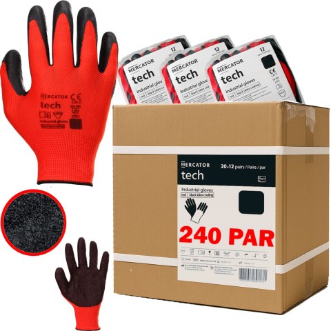 Rękawice Robocze MERCATOR Tech Red+Black Latex - 240 Par (8 - M) Rękawice Robocze MERCATOR Tech Red+Black Latex - 240 Par (8 - M)