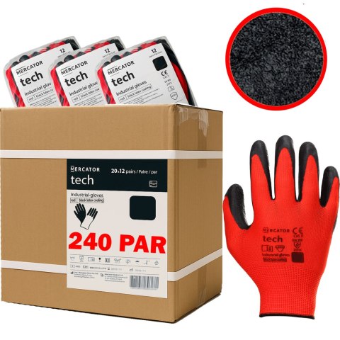 Rękawice Robocze MERCATOR Tech Red+Black Latex - 240 Par (9 - L) Rękawice Robocze MERCATOR Tech Red+Black Latex - 240 Par (9 - L)