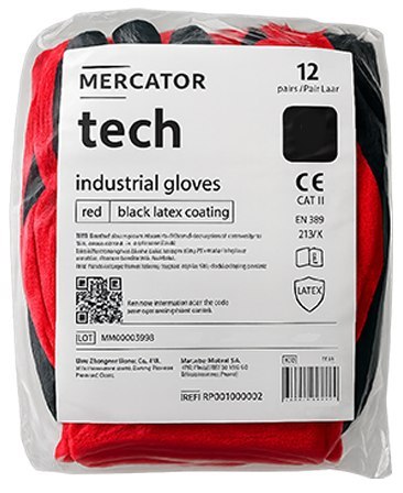 Rękawice Robocze MERCATOR Tech Red+Black Latex - 240 Par (9 - L) Rękawice Robocze MERCATOR Tech Red+Black Latex - 240 Par (9 - L)